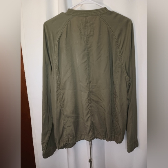 Gap Tencel Lyocell Olive Green Bomber Jacket Womens XL Snap Cinced Grunge - Picture 3 of 15